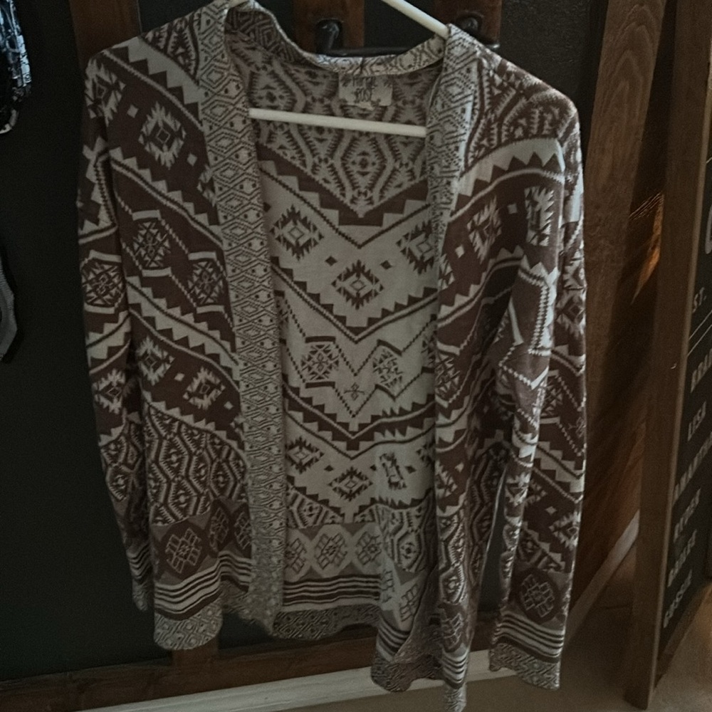 Hippie Rose Chevron Knit Sweater in Brown and Cream